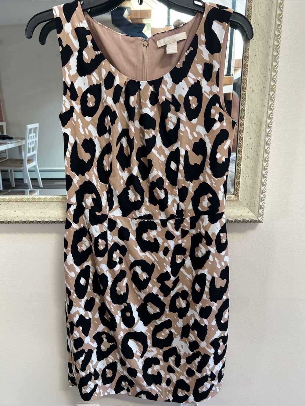 Banana Republic Black Beige White Leopard Sheath Dress